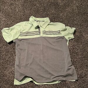 Adidas Men's Green and Gray golf Polo Shirt